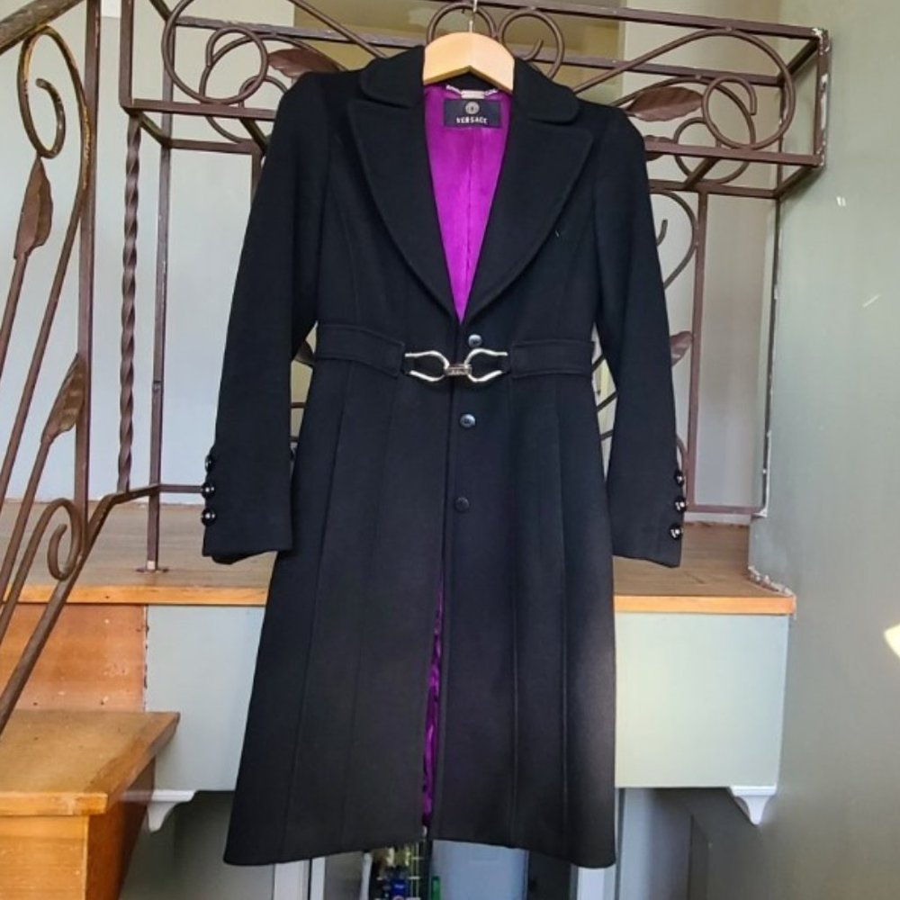 VERSACE Black Wool Coat